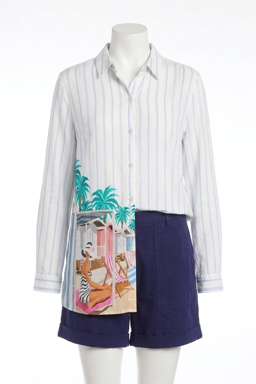 NEW TRIBAL janene at the beach long sleeve button up top in seashore
